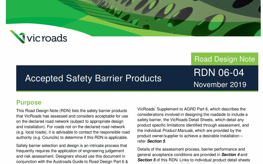 Accepted Road Safety Barrier Products Update