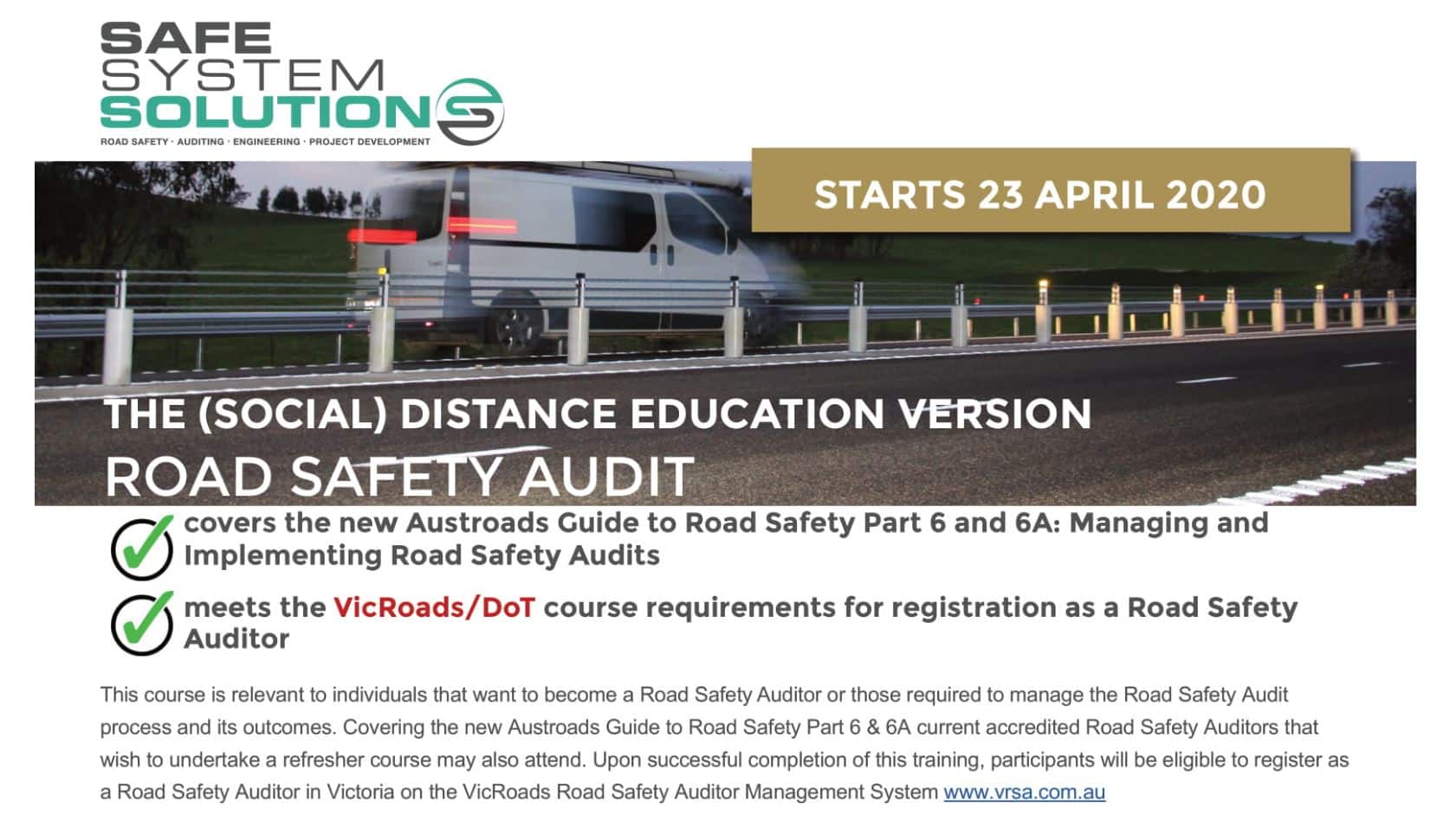 Road Safety Audit (RSA) training – (Social) Distance Education