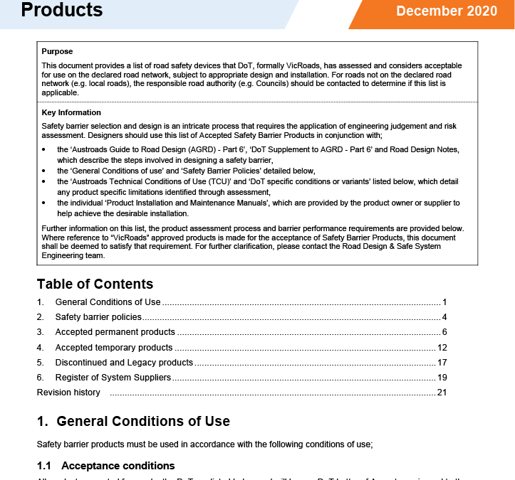 Safe System Snippet #77 – New Accepted Safety Barrier Products – Road Design Note 06-04 Released