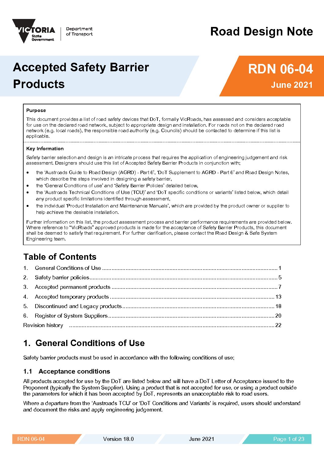 Accepted Safety Barrier Products