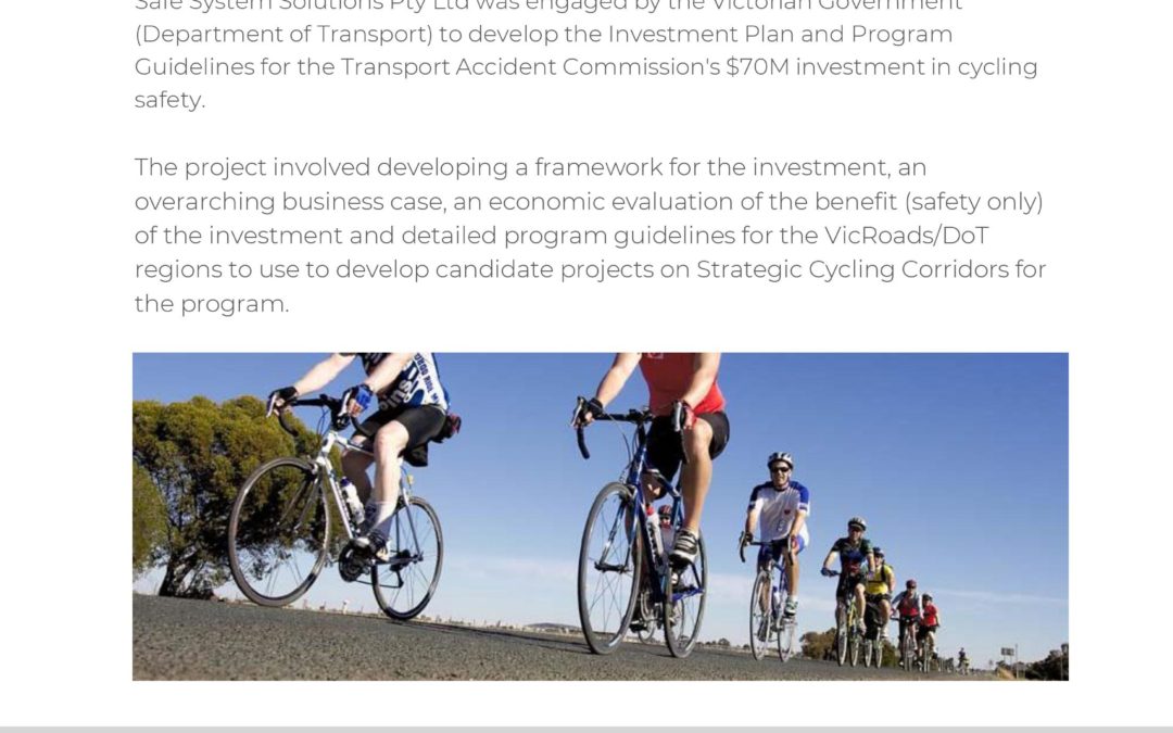 Development of the Investment Plan and Program Guidelines for the TAC $70 million Cyclist Safety Program
