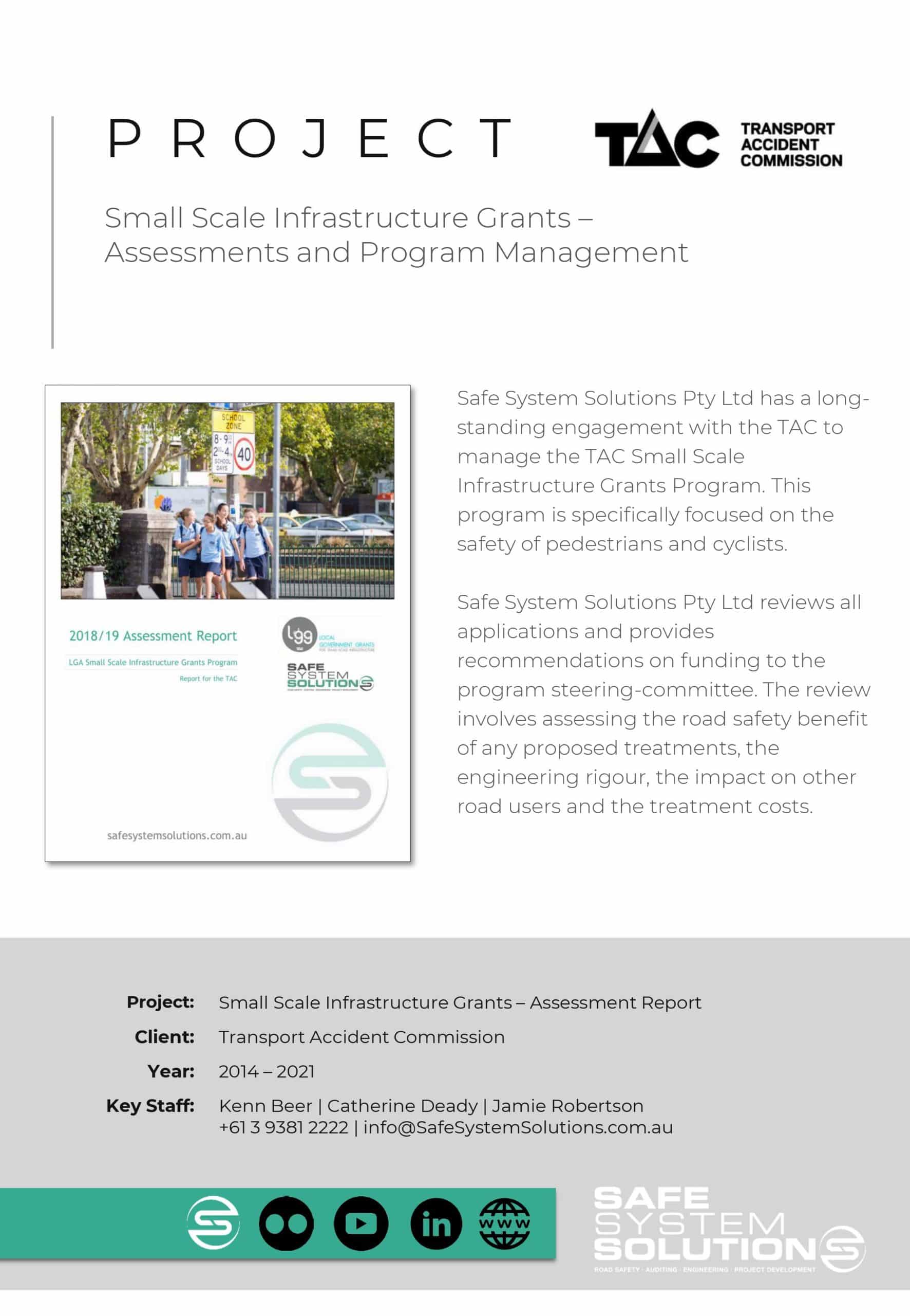 Small Scale Infrastructure Grants –Assessments and Program Management