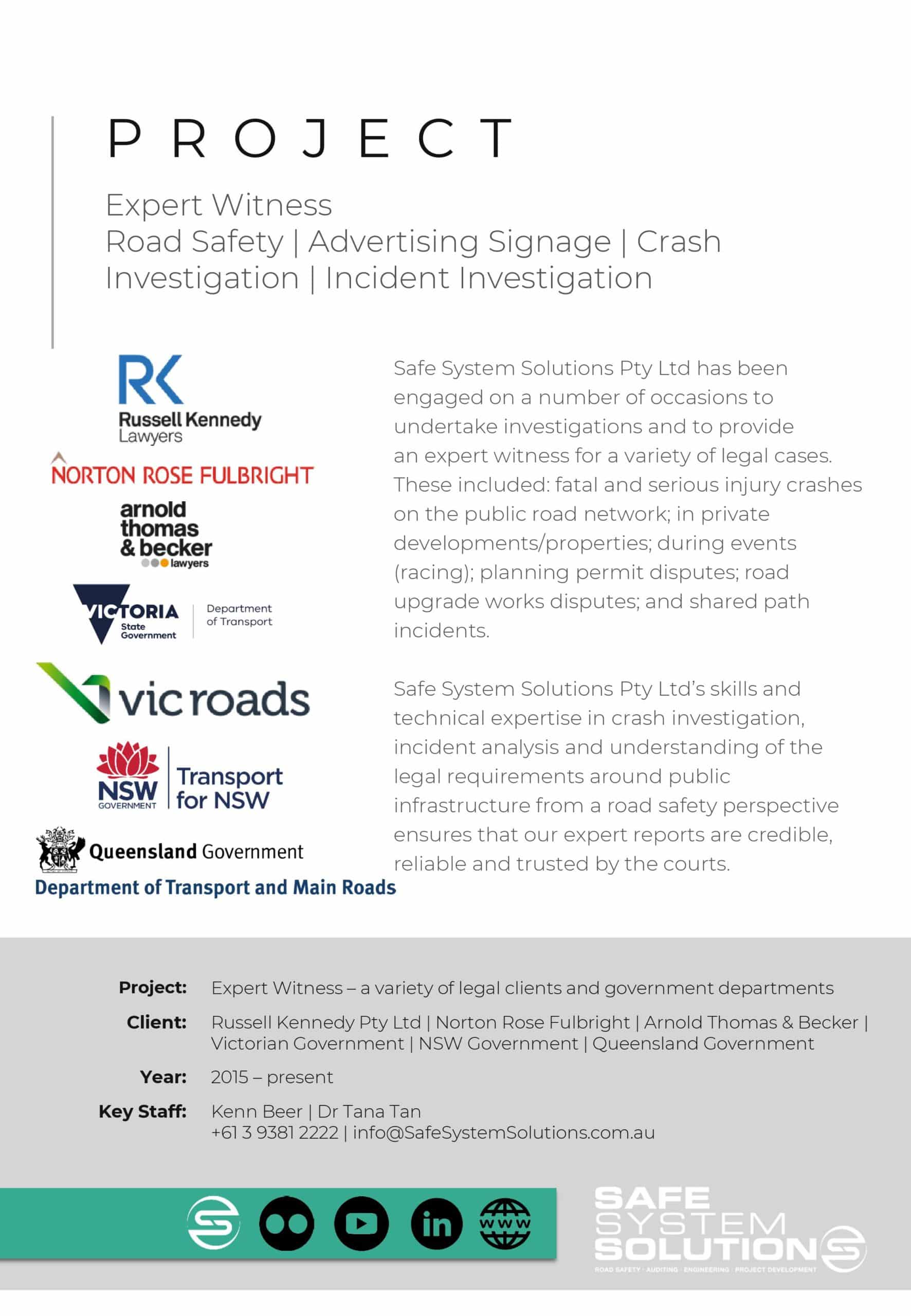 Expert WitnessRoad Safety | Advertising Signage | Crash Investigation | Incident Investigation