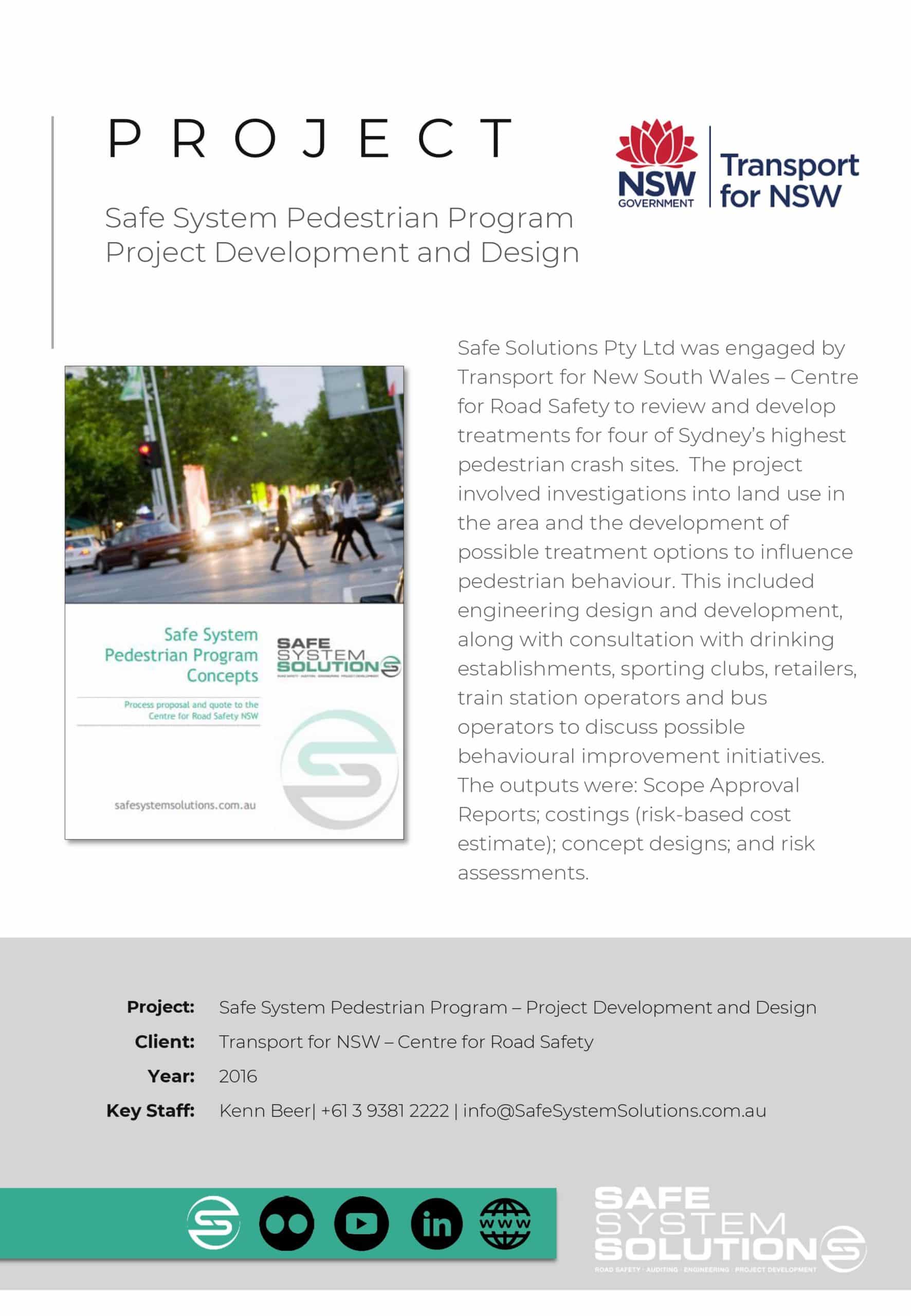 Safe System Pedestrian Program Project Development and Design