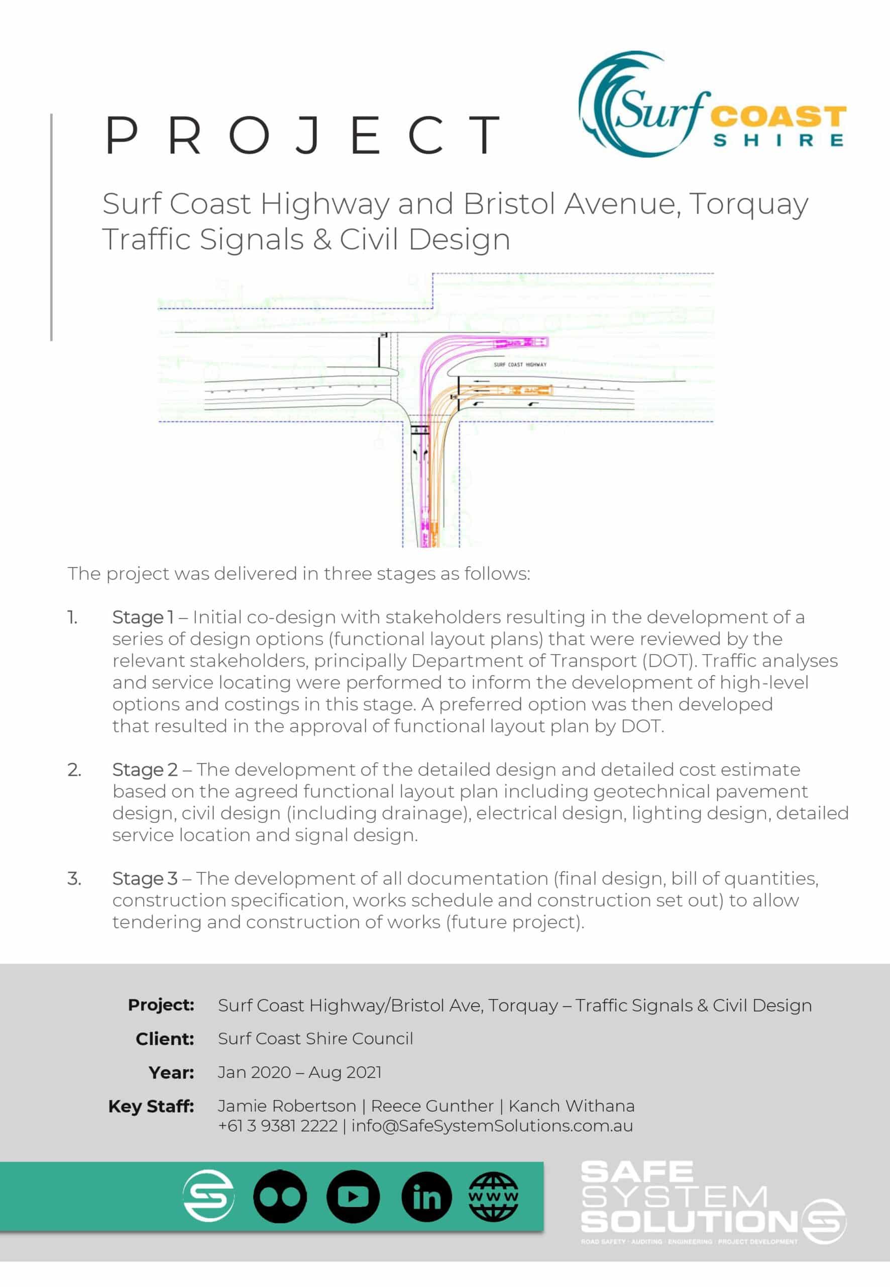 Surf Coast Highway and Bristol Avenue, Torquay Traffic Signals & Civil Design