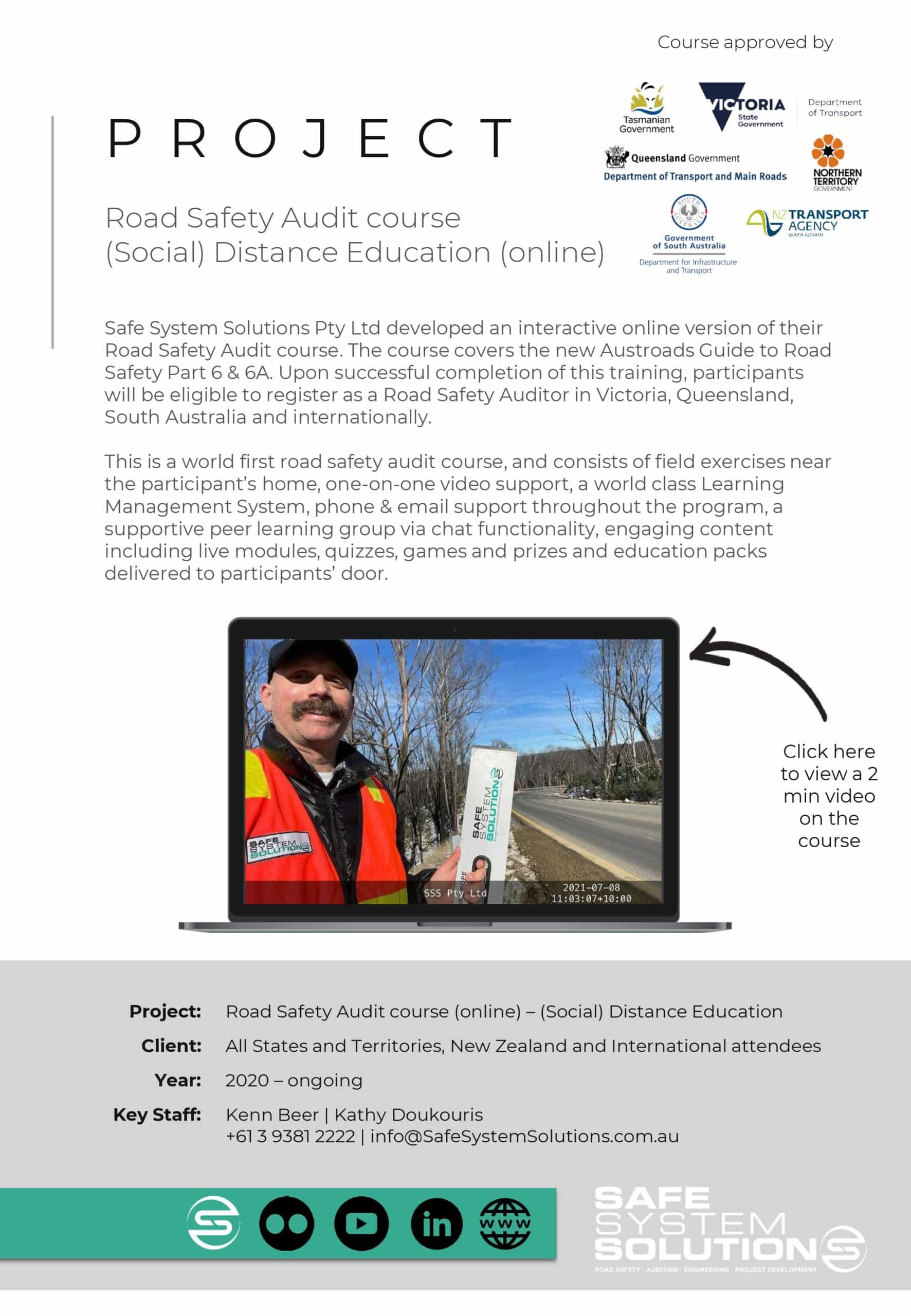 Road Safety Audit course (Social) Distance Education (online)