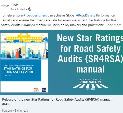 New Star Ratings for Road Safety Audits