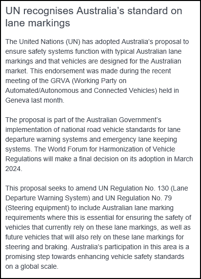 UN recognises Australia’s standard on road markings